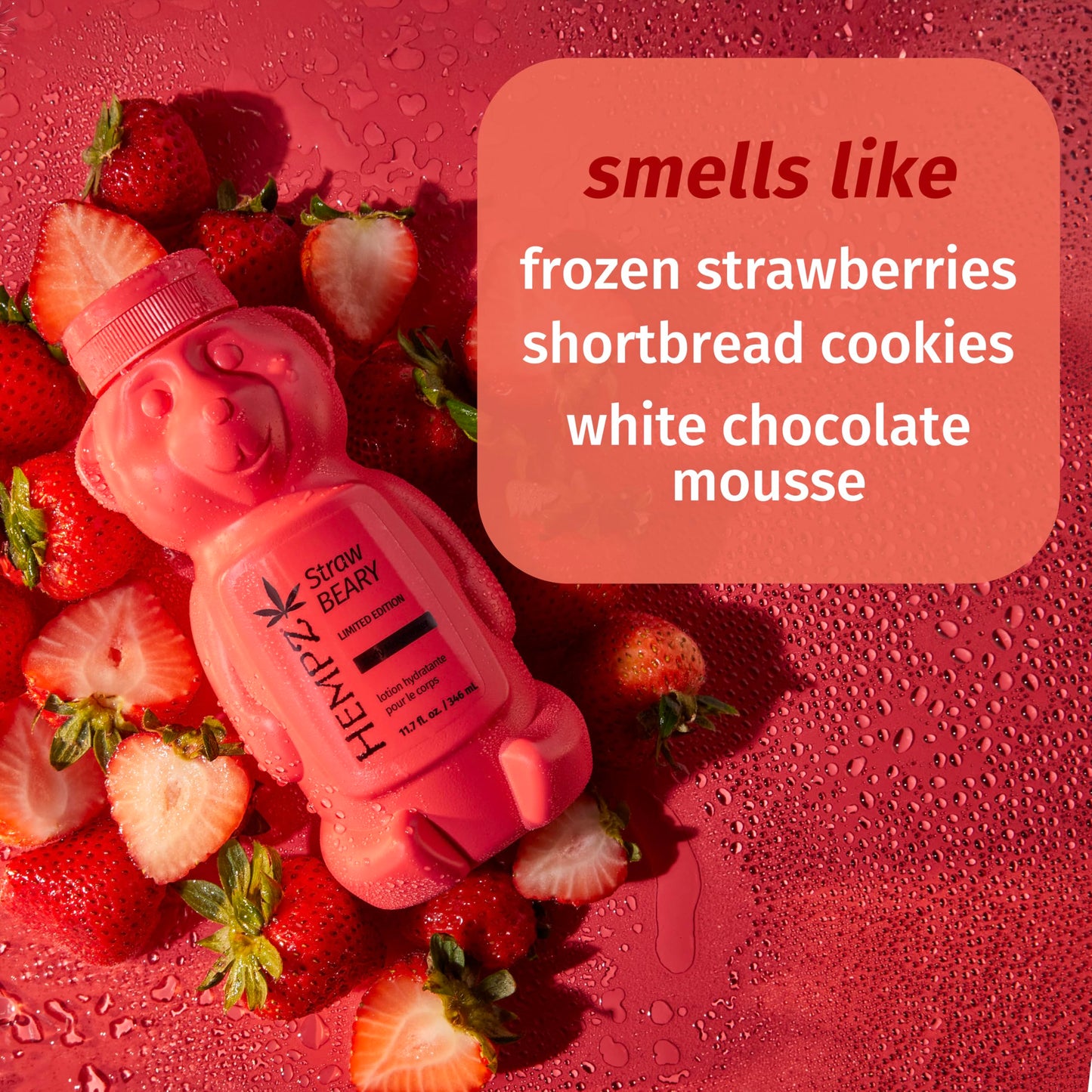 Hempz Limited Edition Strawbeary Body Moisturizer, Hydrating and Nourishing Lotion, Cute Fall Bear, Giftable for Women and Teens, 11.7 oz.