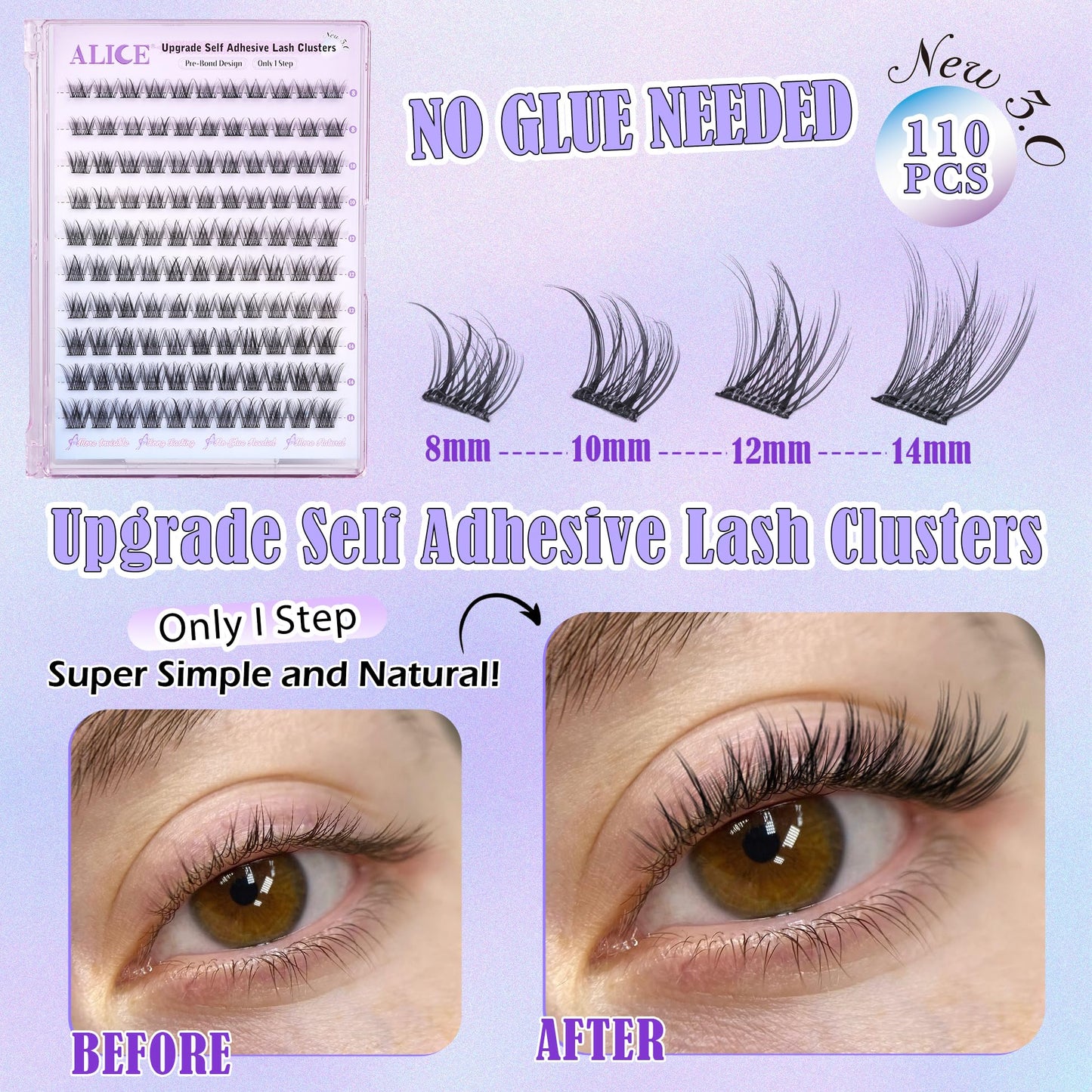 ALICE Natural Fluffy Lash Clusters DIY Eyelash Extensions Mix 12-14mm Individual Lashes Wispy Volume Lash Extensions Handmade Eyelash Clusters 96 Pcs Beauty and Personal Care ALICE