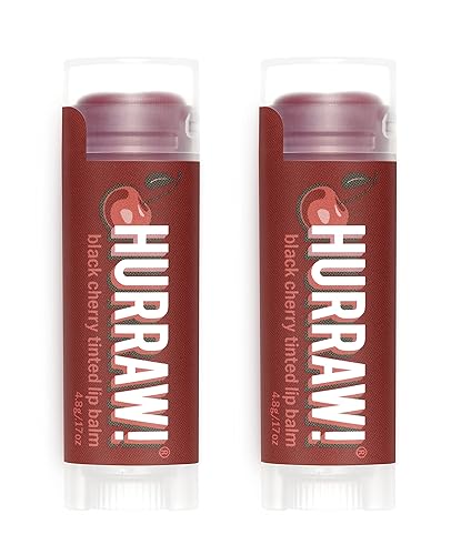 Hurraw! Black Cherry Tinted Lip Balm, 2 Pack: (Sheer Red Tint) Organic, Certified Vegan, Cruelty and Gluten Free. Non-GMO, 100% Natural Ingredients.