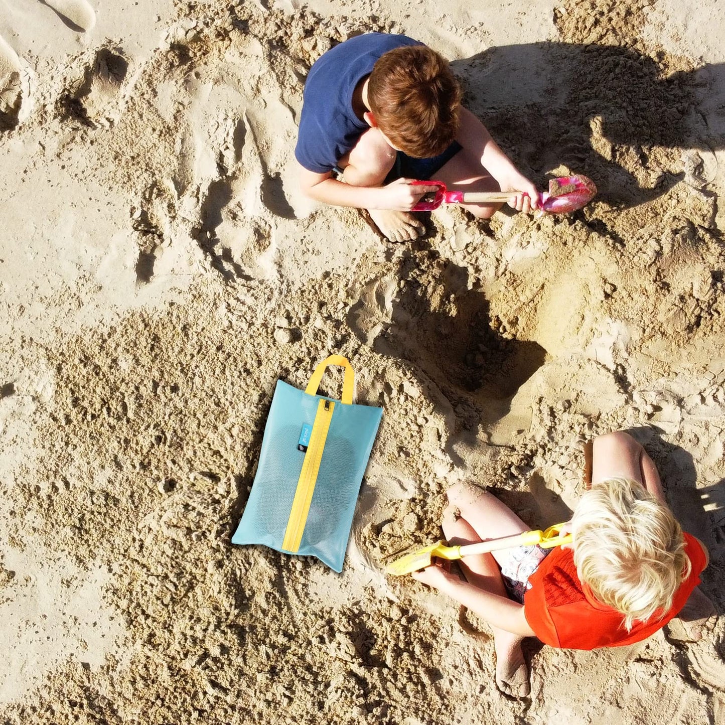 pack all Kids Shoe Bag for Travel, Water-Resistant Shoe Pouch for Gym, Odor-Resistant Soccer Cleats Bag for Sport, Cute Design for Girls, Boys, Toddlers (Blue)