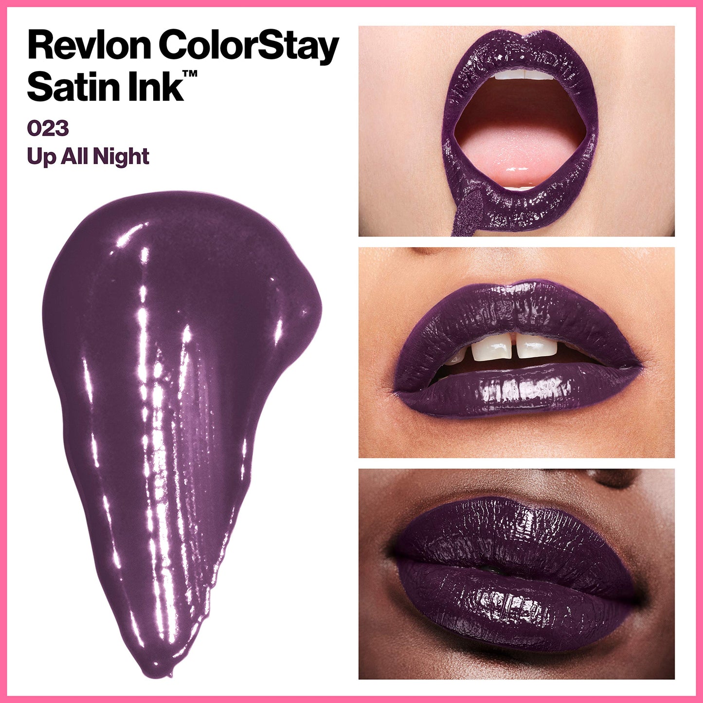 Revlon ColorStay Satin Ink Liquid Lipstick, Longwear Rich Lip Colors, Formulated with Black Currant Seed Oil, 023 Up All Night, 0.17 fl oz