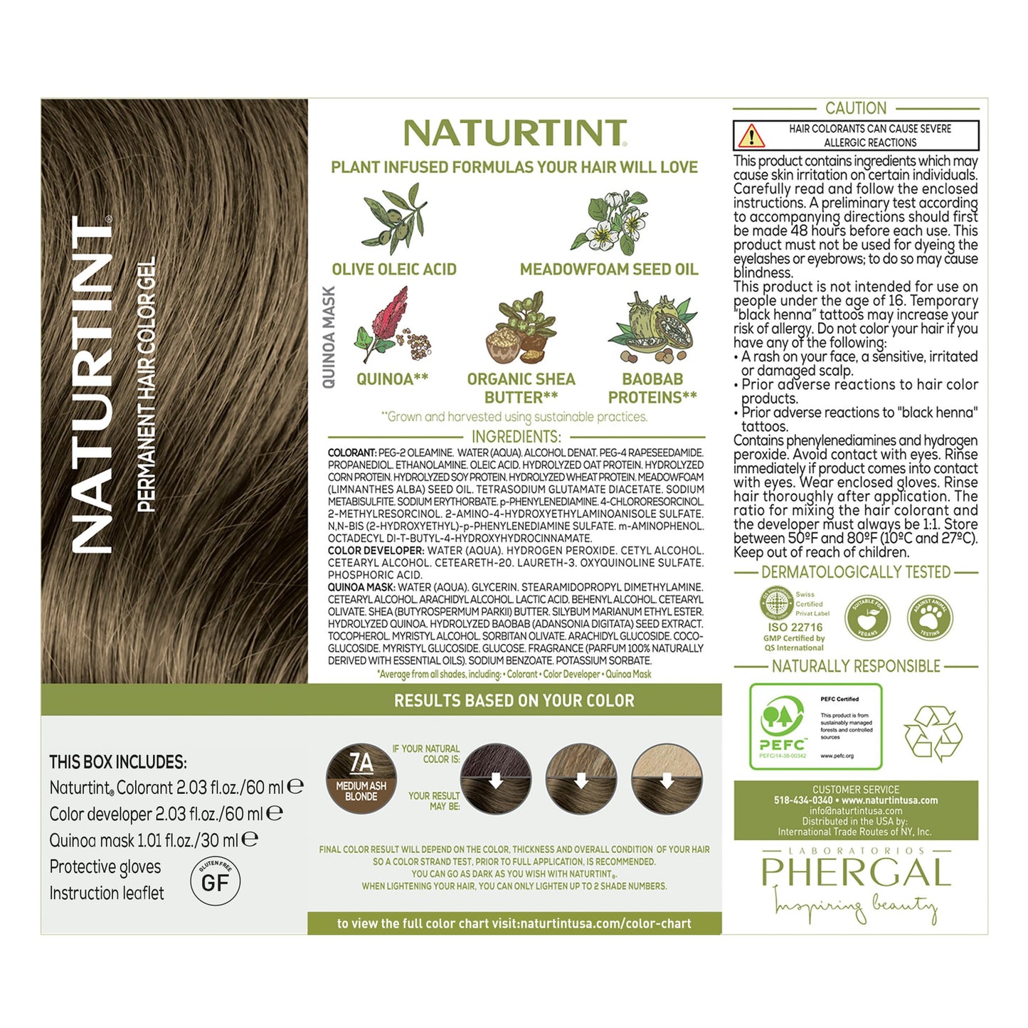 Naturtint 7A Medium Ash Blonde Permanent Hair Color (Pack of 1), Ammonia Free, Vegan, Cruelty Free, up to 100% Gray Coverage, Long Lasting Results