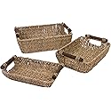 Seagrass & Wood Handled Baskets by Trademark Innovations (Set of 3)