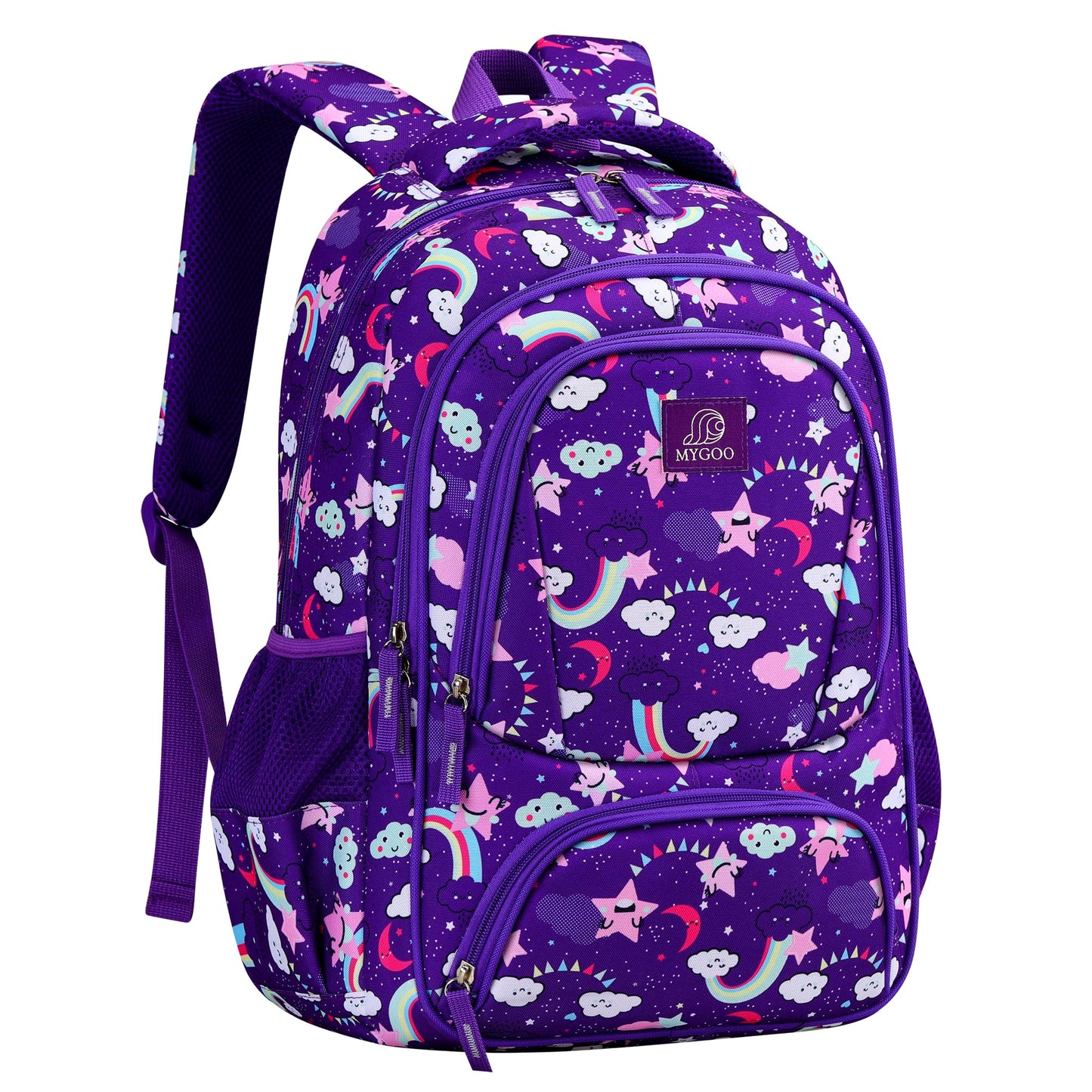 MYGOO Girls Backpack - 17" Tall Large Elementary School Bag, Doubleday Collection, 24L Capacity, Dream Purple