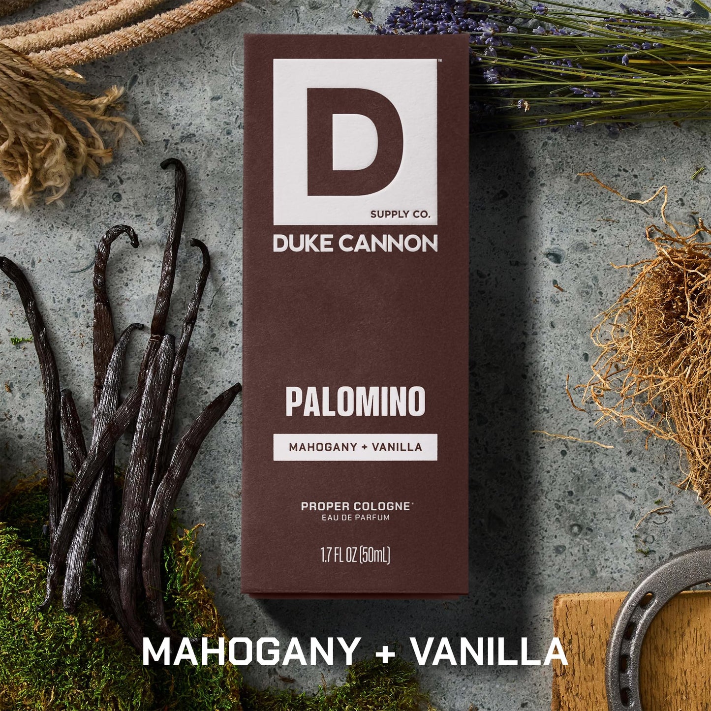 Duke Cannon Proper Cologne Palomino | Men's Eau de Parfum | Mahogany and Vanilla | Subtle, Long-Lasting Natural Scent | 1.7 fl oz