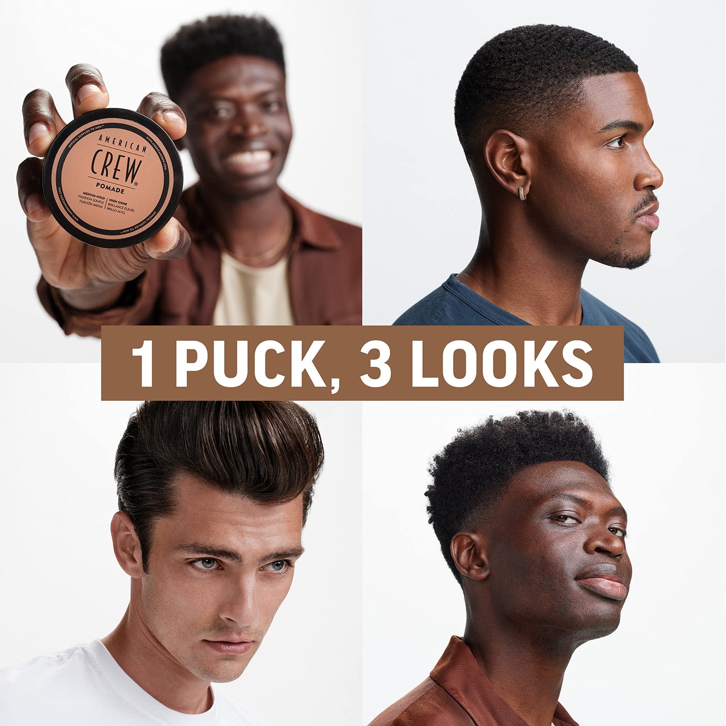 American Crew Men's Hair Pomade, Like Hair Gel with Medium Hold & High Shine, Travel Size, Duo Gift Set