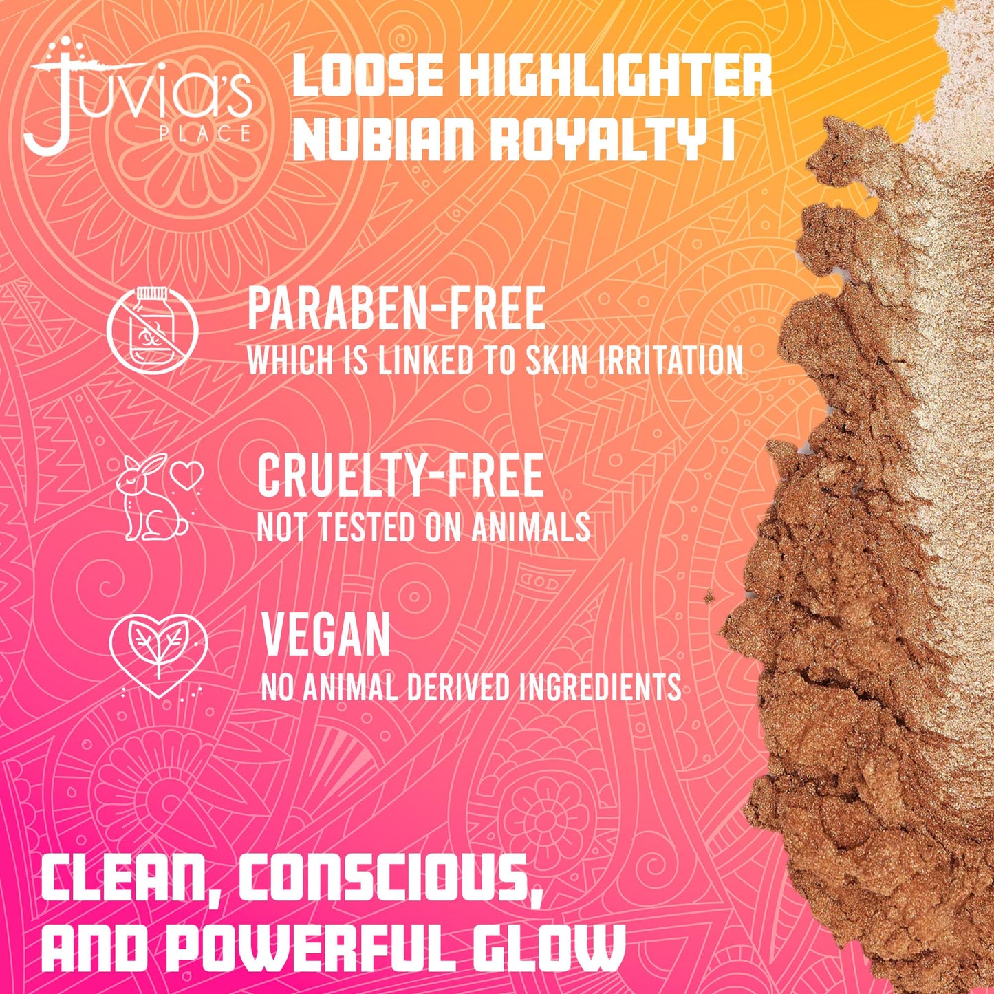 Juvia's Place Loose Highlighter Nubian Royalty 1 - Illuminating Loose Powder Highlighter Makeup, Shimmer Powder that gives Radiant Glow - Suitable