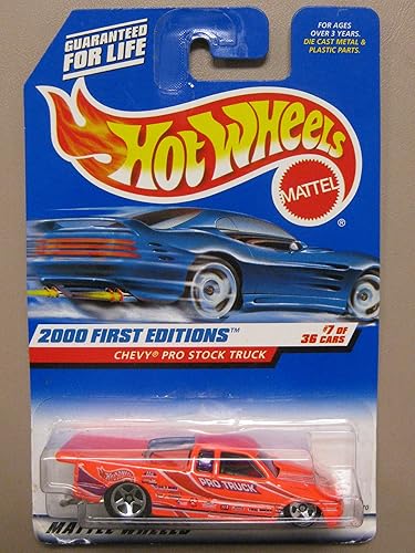 Hot Wheels - 2000 First Editions - Chevy Pro Stock Truck - Neon Orange - Collector #067 - 7/36 - Die Cast - Limited Edition - Collectible 1:64 Scale