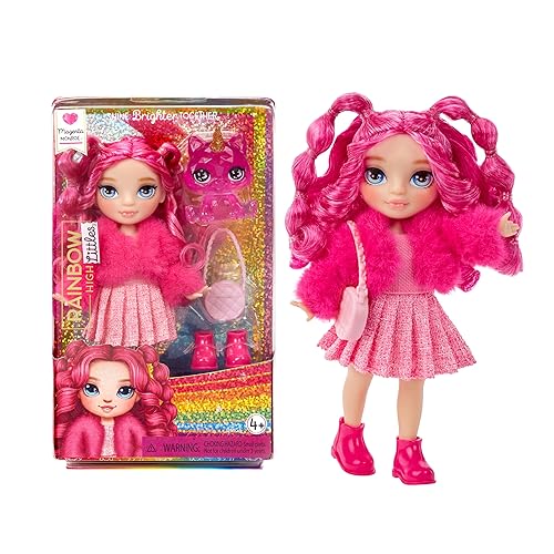 Rainbow High Littles - Magenta Monroe, Pink 5.5" Posable Small Doll with Purse, Magical Pet Kitty, Girls Toy Gift, Kids Ages 4-12 Years