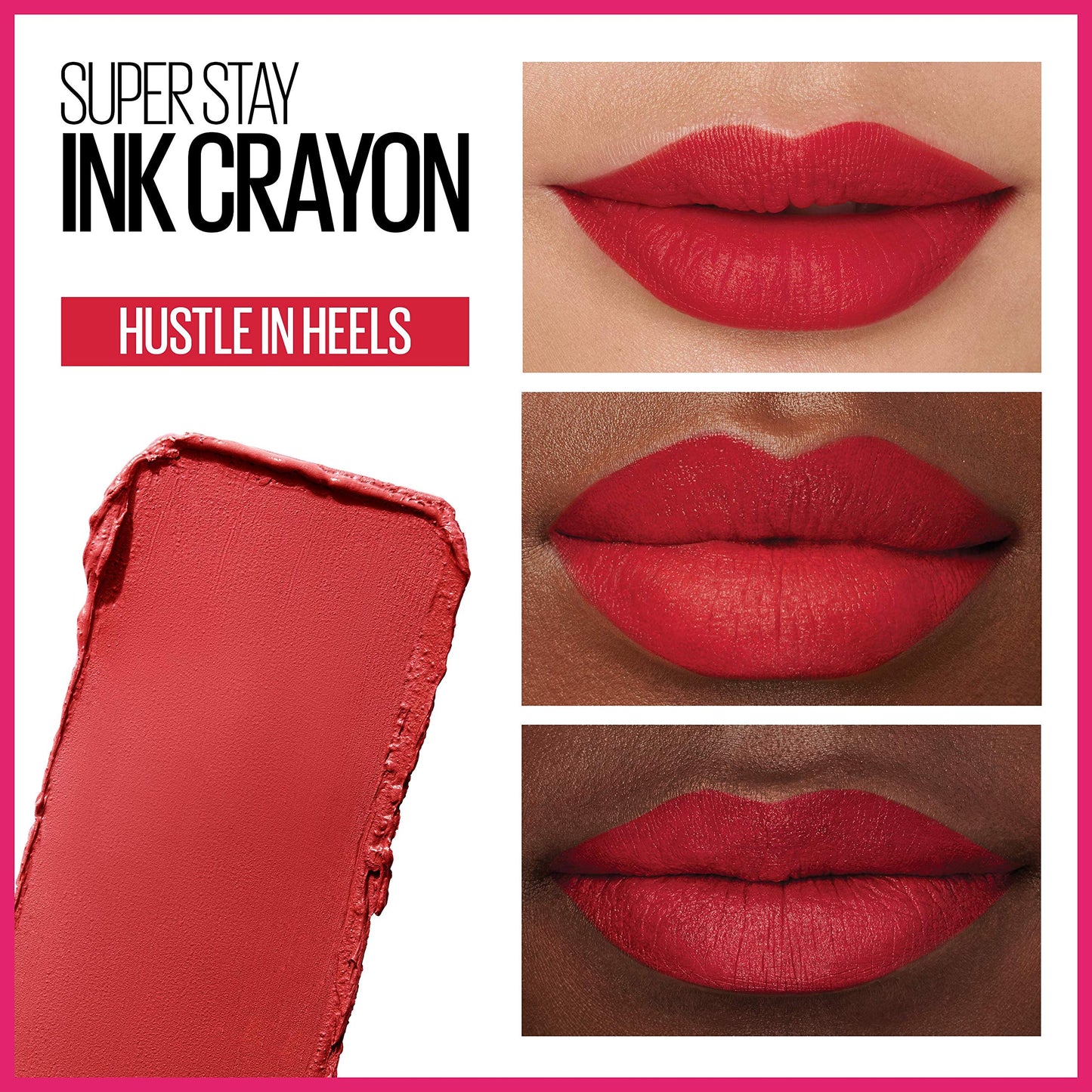 Maybelline Super Stay Ink Crayon Lipstick Makeup, Precision Tip Matte Lip Crayon with Built-in Sharpener, Longwear Up To 8Hrs, Hustle In Heels, Apple