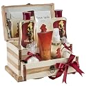 French Vanilla Bath Set Essential Bath and Body Basket: 2 Vanilla Bath Bombs, Body Lotion, Body Spray, Bath Salts, etc in a Wooden Jewelry Box Gift