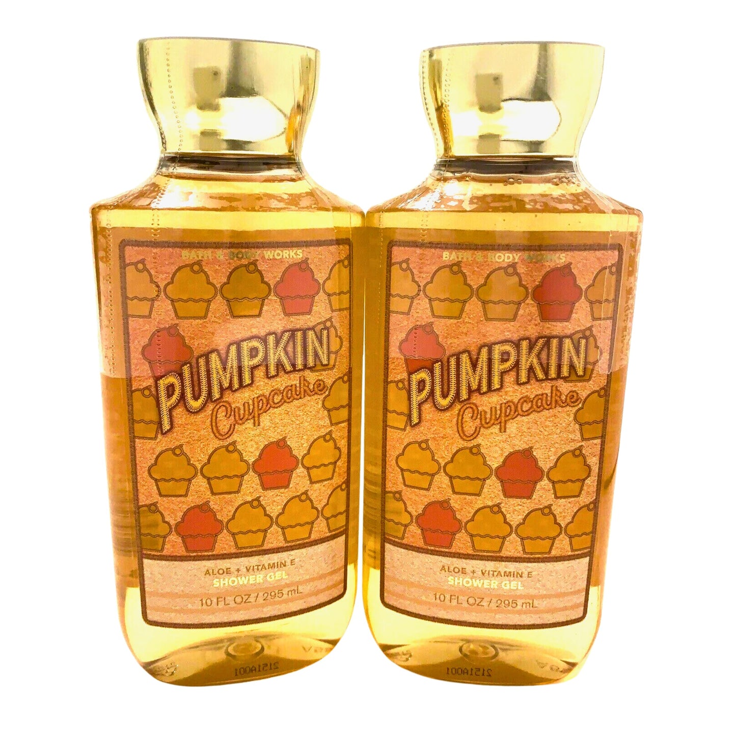 Bath & Body Works Shea + Vitamin E Shower Gel, Set of 2, 10oz Each (Pumpkin Cupcake)