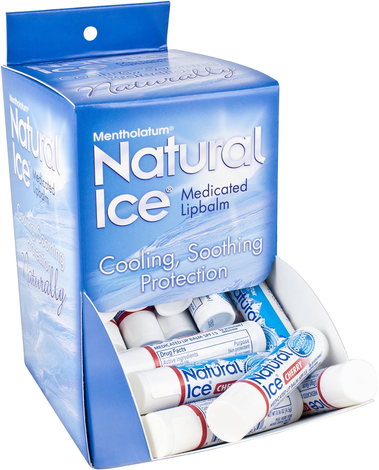 Mentholatum Natural Ice Cherry Flavor Medicated Lip Balm, Hydrating Lip Care for Dry, Chapped Lips, Moisturizing Formula with SPF 15 Helps Prevent
