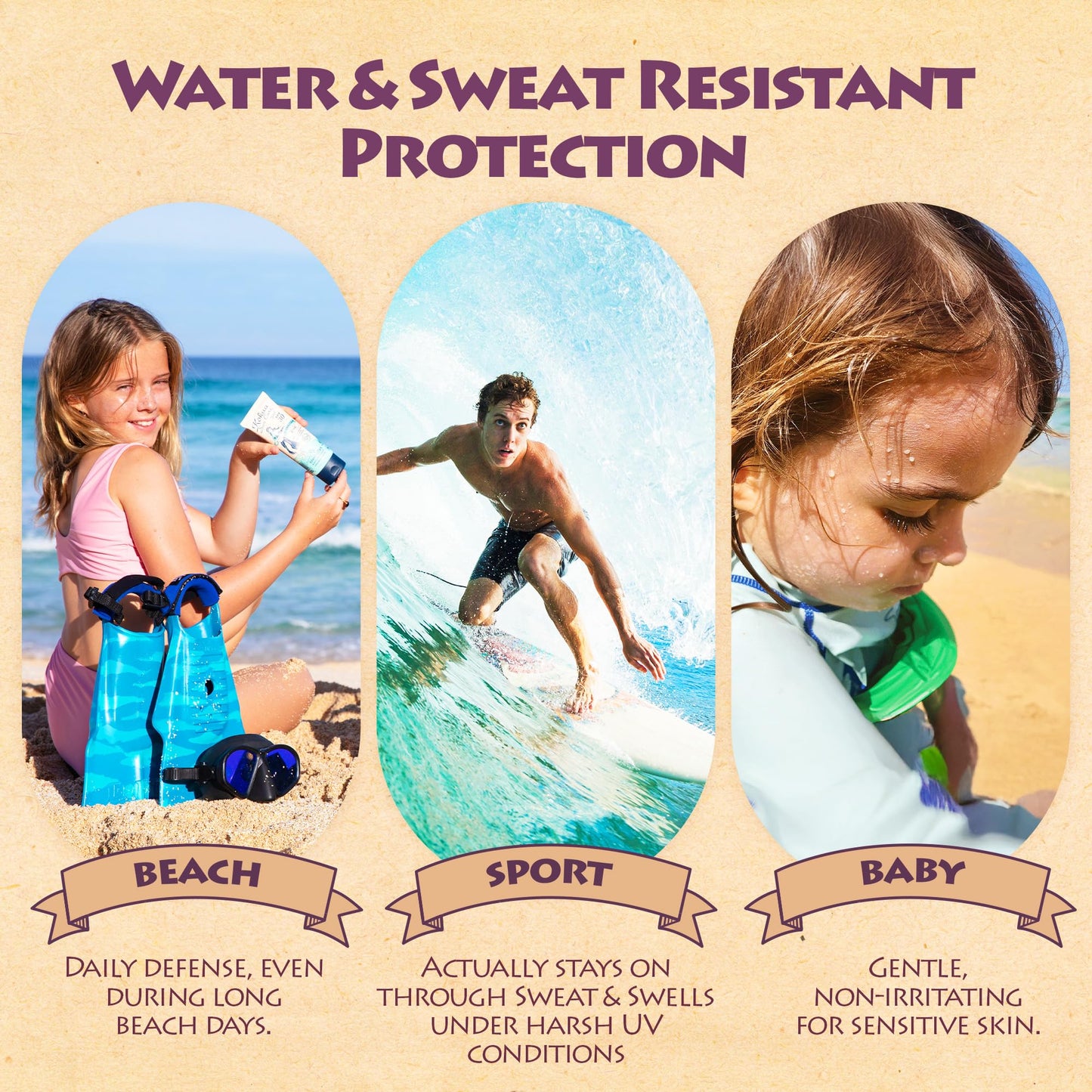 Kokua Sun Care Hawaiian Reef Safe Sunscreen SPF 50 | 3 oz | Zinc Oxide | Mineral Sunscreen | Face & Body | Moisturizing Sun Protection | Water