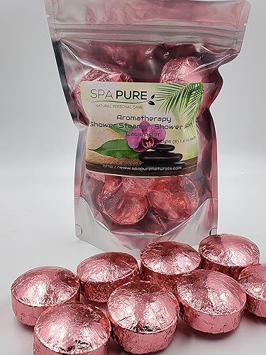 Spa Pure Lavender Aromatherapy Shower Bombs: With 100% Natural/Organic Essential Oils - Transform Your Shower - Transform Your Mood (8 Count) Pack…