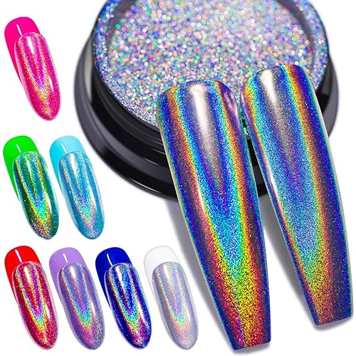 GA&EN Holographic Nail Polishing Powder Fine Rainbow Holo Unicorn Mirror Laser Effect Multi Chrome Manicure Pigment Glitter Dust for Salon Home Nail