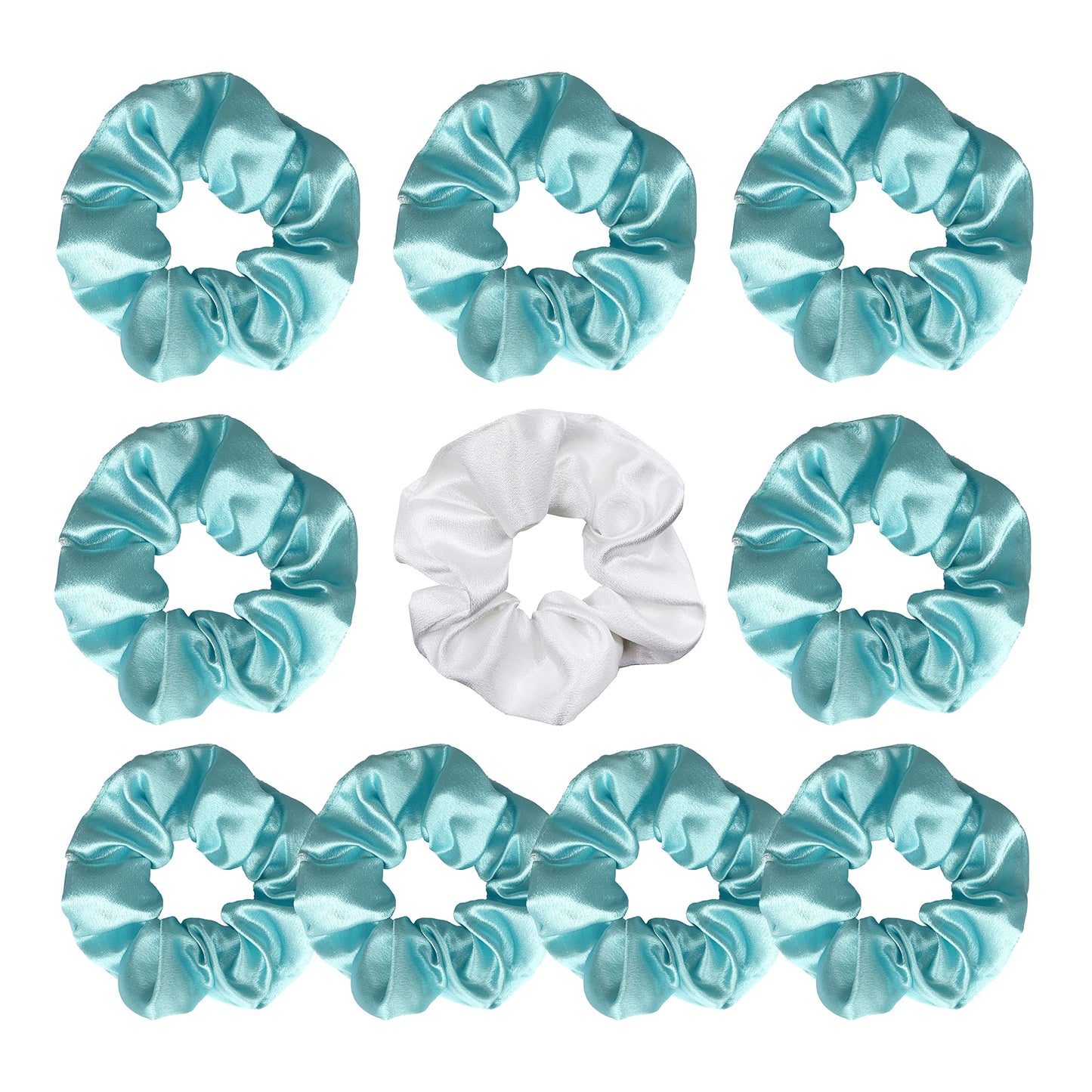 LADY&HOME Bridesmaid Hair Ties, 10 Packs Scrunchies, Proposal Gifts Favors for Bachelorette Party, Bridal Party, Bridal Shower (Blue)