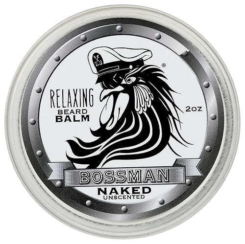 Bossman Relaxing Beard Balm for Men (Naked - Unscented) - Tames, Relaxes, Thickens & Softens for Ultimate Beard Care - Made in USA