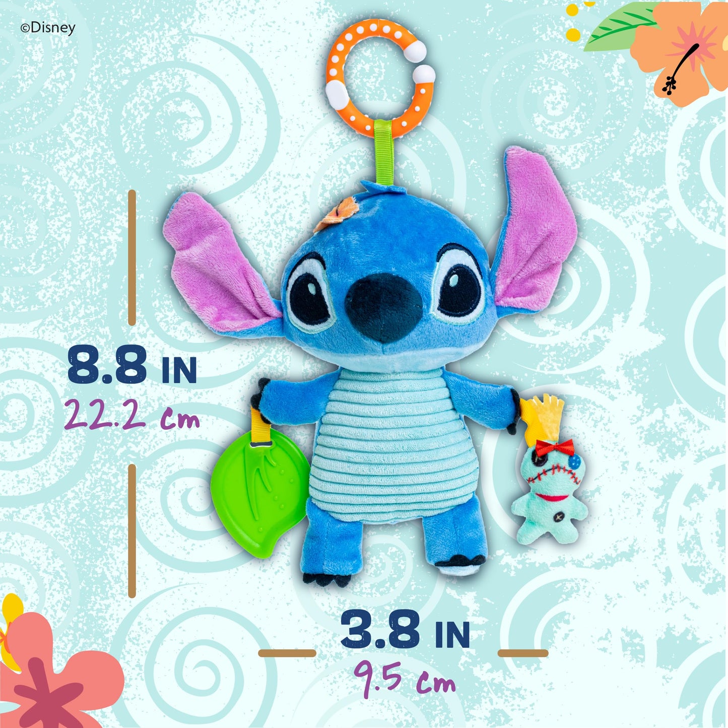 KIDS PREFERRED Disney Baby Lilo & Stitch - Stitch On The Go Activity Toy 12 Inches, Blue