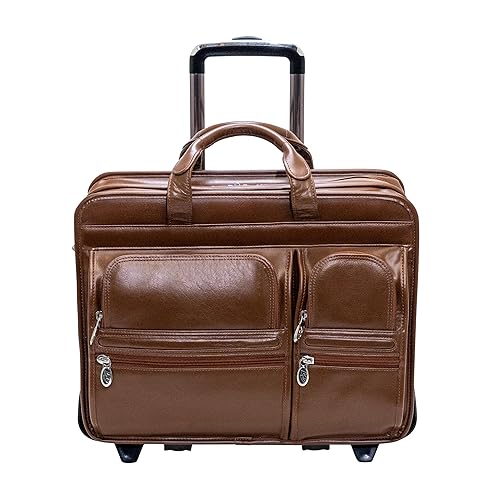 McKleinUSA CLINTON, 17" Leather Patented Detachable -Wheeled Laptop Briefcase