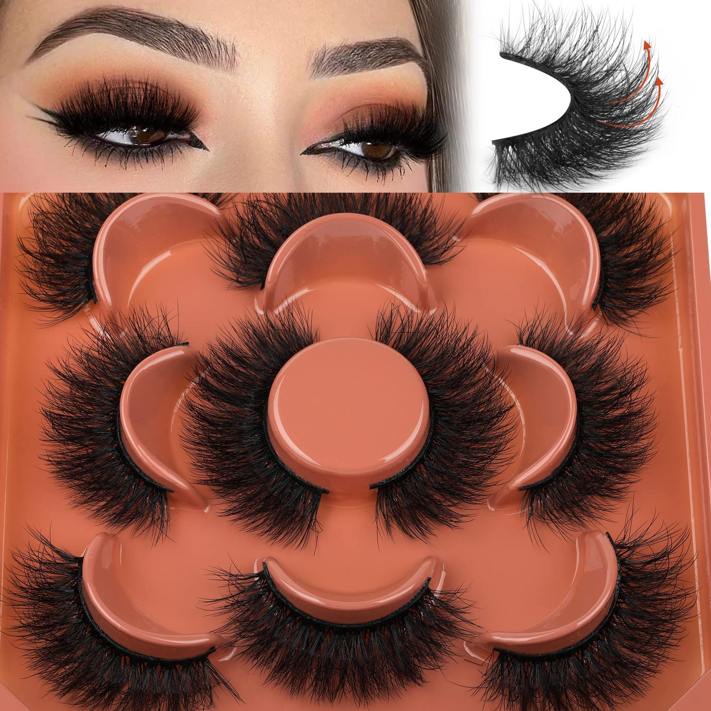 Focipeysa Fluffy Lashes Natural Wispy Eyelashes Full Volume Faux Mink Lashes 14mm Short Multipack with Premium Silk Fiber Vegan Beauty and Personal Care Focipeysa