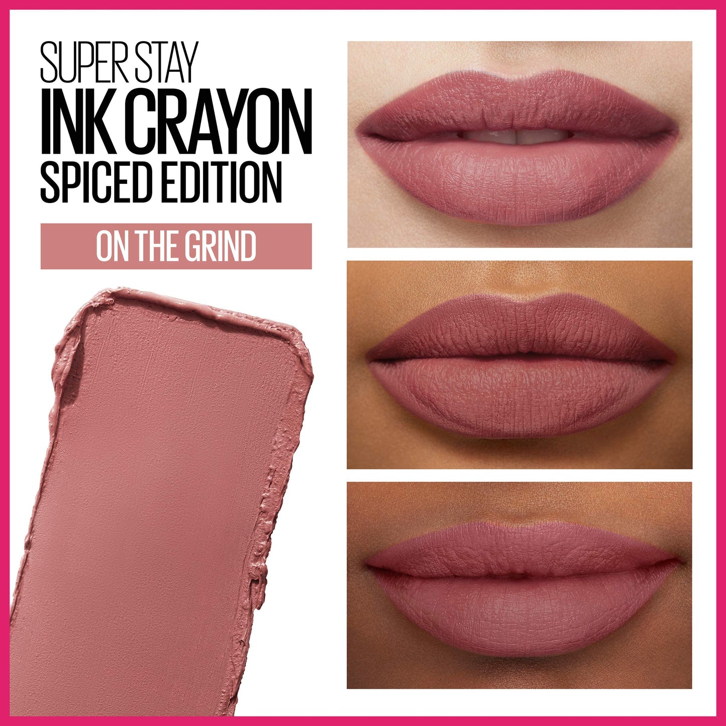 Maybelline Super Stay Ink Crayon Lipstick Makeup, Precision Tip Matte Lip Crayon with Built-in Sharpener, Longwear Up To 8Hrs, On The Grind, Purple