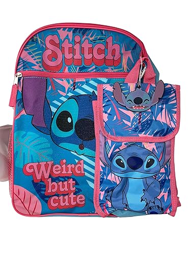 Disney Lilo & Stitch 5-Piece 16 Inches Backpack Set for school- Weird but cute
