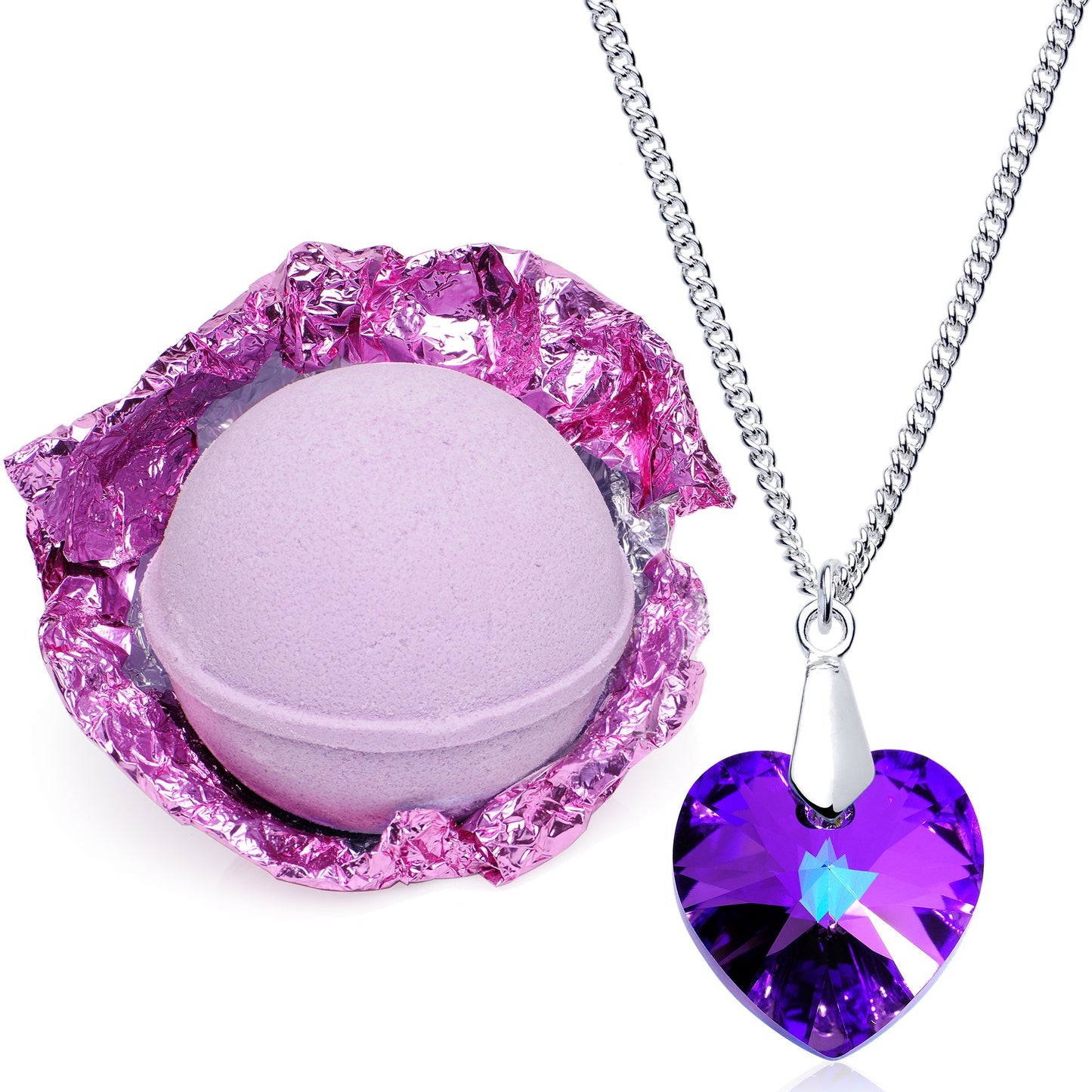 Enliven Me Lavender Bath Bomb with Necklace Created with Crystal Extra Large 10 oz. Made in USA