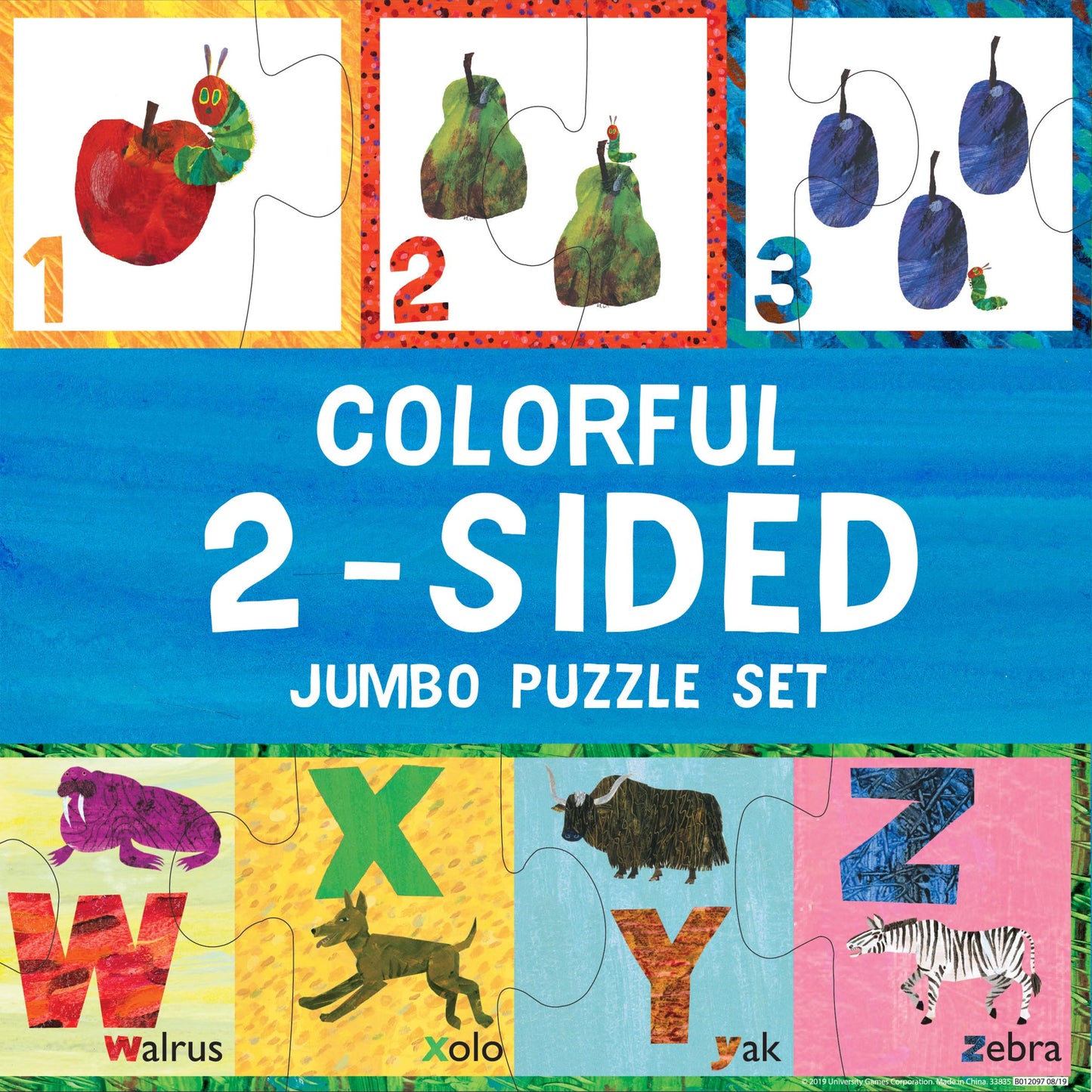 Briarpatch, The World of Eric Carle ABC 123 2-Sided Floor Puzzle, Based On Very Hungry Caterpillar Board Book, Preschool Learning for Kids