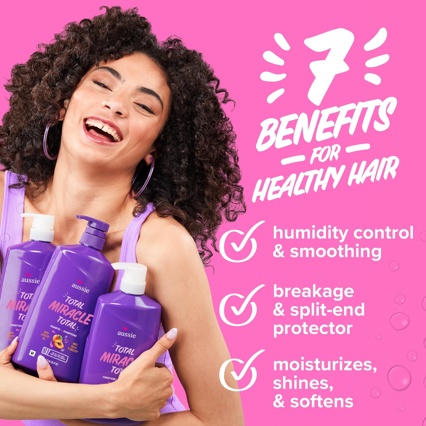 Aussie Total Miracle Hair Care Bundle: Shampoo, Conditioner, and 3 Minute Deep Treatment with Apricot & Macadamia Oil, Paraben-Free for Damaged Hair