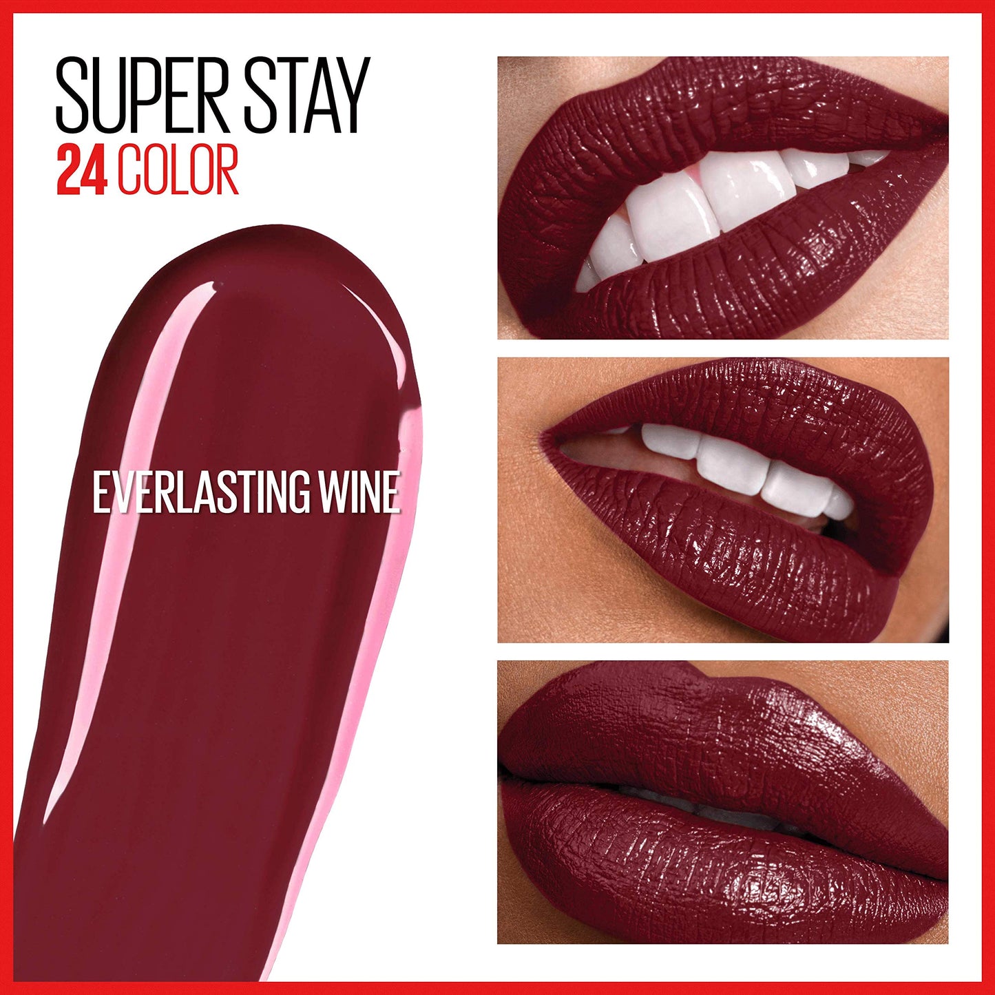 Maybelline Super Stay 24, 2-Step Liquid Lipstick Makeup, Long Lasting Highly Pigmented Color with Moisturizing Balm, Everlasting Wine, Plum Red, 1