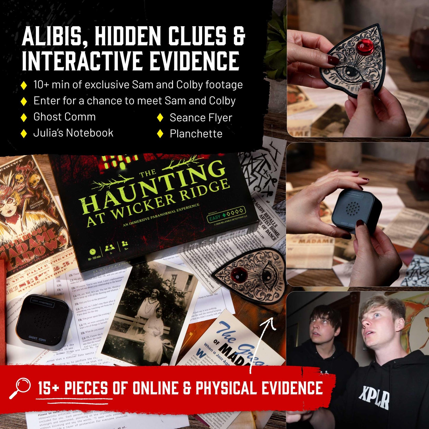 Hunt A Killer x Sam and Colby: The Haunting at Wicker Ridge - Immersive Paranormal Mystery Game, 90-120 Min Playtime, Ages 14+, Perfect for Fans of…