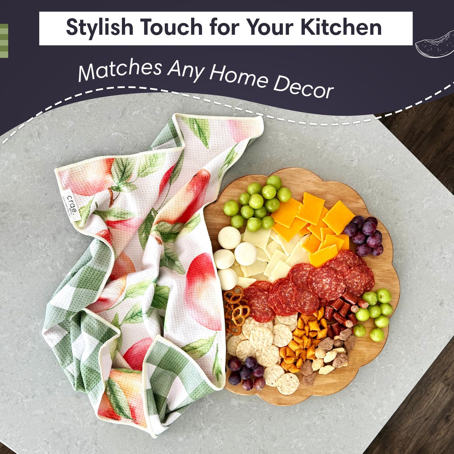 Reversible Microfiber Towel - Ultra Absorbent, Quick-Drying Hand Towels - Modern Design, Scratch-Free, Lint-Free for Kitchen, Bathroom, Car Cleaning…