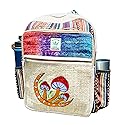Himalayan Craft Hemp Backpack - Multi-Pocket Travel Bag, Laptop Unisex Pack, Cotton Stripe Nepali Bag for Festival & Hiking (17 Inch, 2 Large + 2 Bottle Pockets)