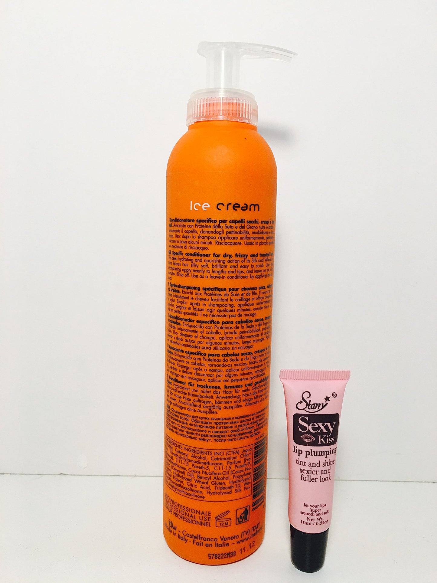 Inebrya Ice Cream Dry-t Shampoo Fior Di Late 11.83 Oz and Dry-t Conditioner Latte 11.83 OzFree Starry Lip Plumping Gloss 10Ml