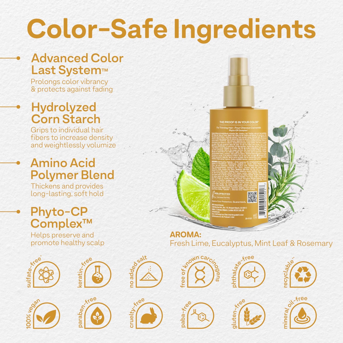Colorproof Biorepair Thicken Blow Dry Spray 6.7 Fl. Oz. Volumizing Hair Prep Spray for Fine, Thinning Hair w/Fresh Lime, Eucalyptus, Mint Leaf