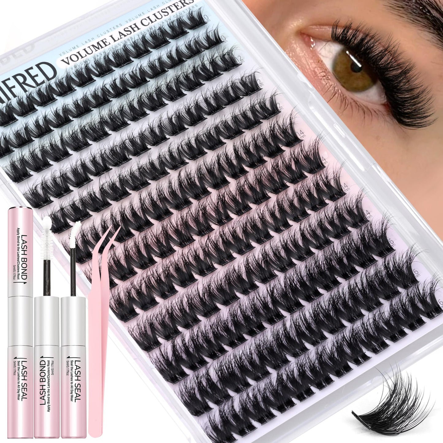 Winifred Lash Clusters Kit Wispy Cluster Eyelash Extensions Fluffy Eyelash Clusters Kit Natural DIY Lash Clusters 10-16mm Lash Extensions D Curve Beauty and Personal Care Winifred Default Title