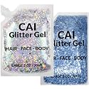 Face, Body & Hair Glitter Gel - Halloween Glitter for Kids and Women - 3 Oz Cosmetic-Grade Gel w/Moon & Stars for Festivals & Halloween Party, Easy