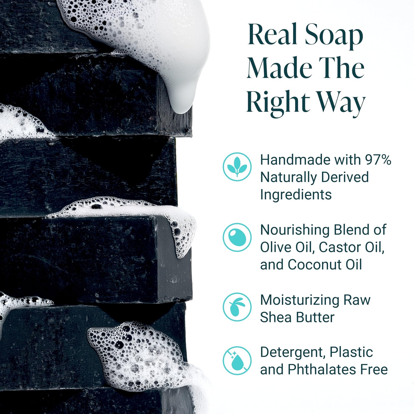 The Bubble Factory Handmade Natural Bath & Body Soap Bar, Vegan, All-Natural, Palm Oil Free, Made in USA with Shea Butter + Essential Oils, Tea Tree