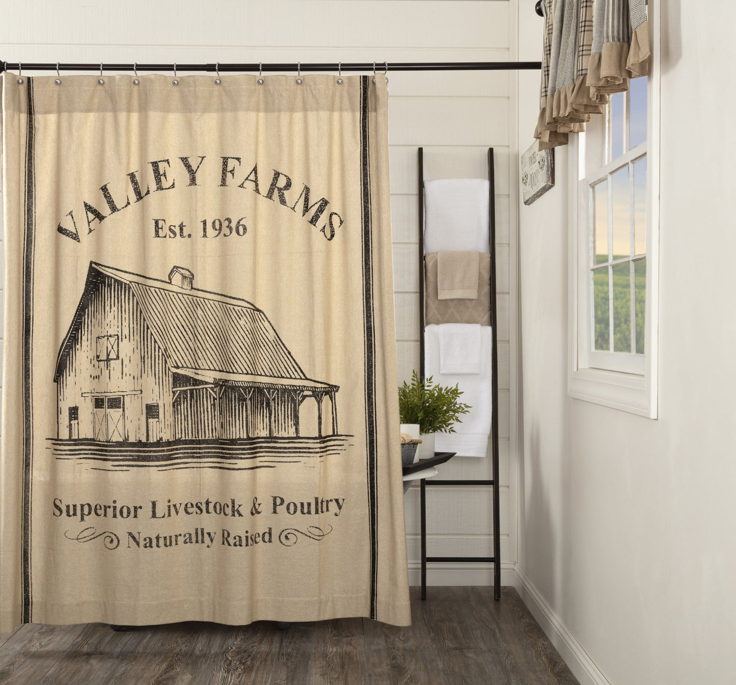 VHC Brands Valley Farms Farmhouse Barn Shower Curtain 72x72