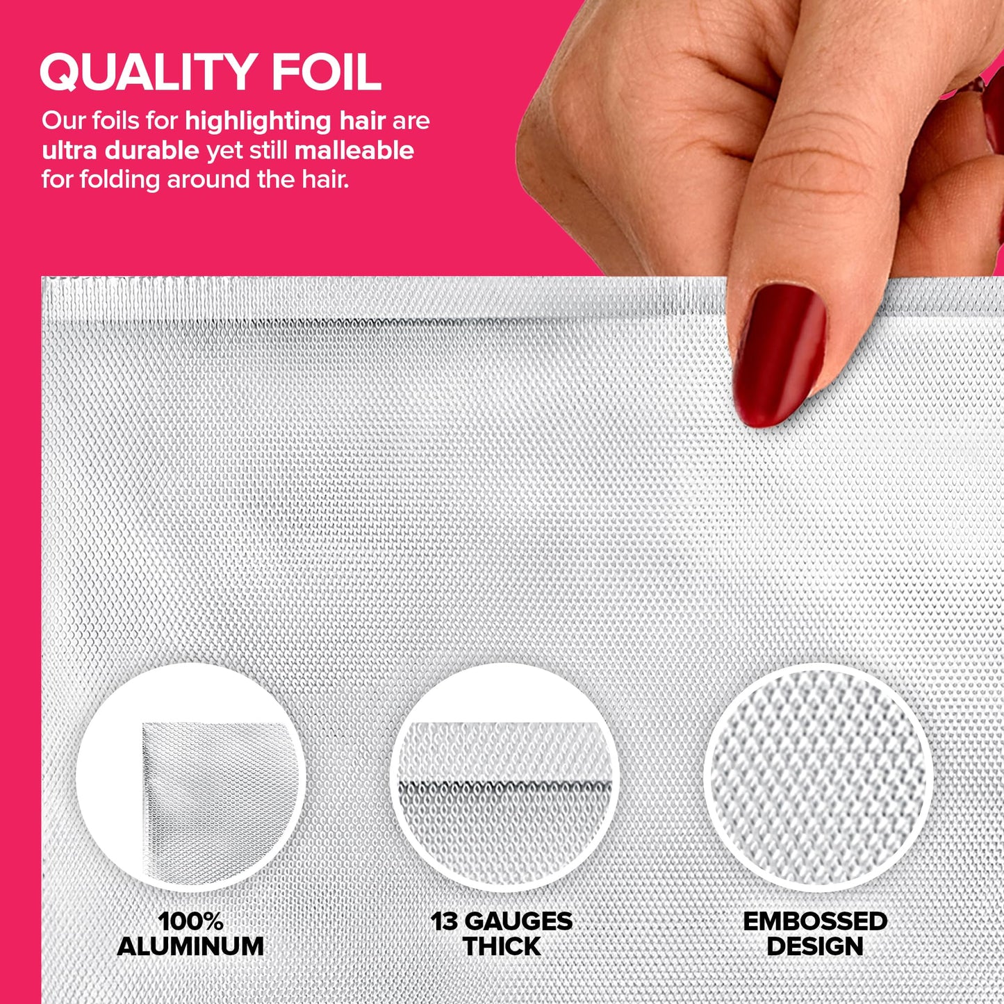 Stock Your Home 500 Count Aluminum Foil for Hair Highlighting, 9” Pop Up Foil Sheets for Salon or Home Use, Embossed Disposable Hair Foils