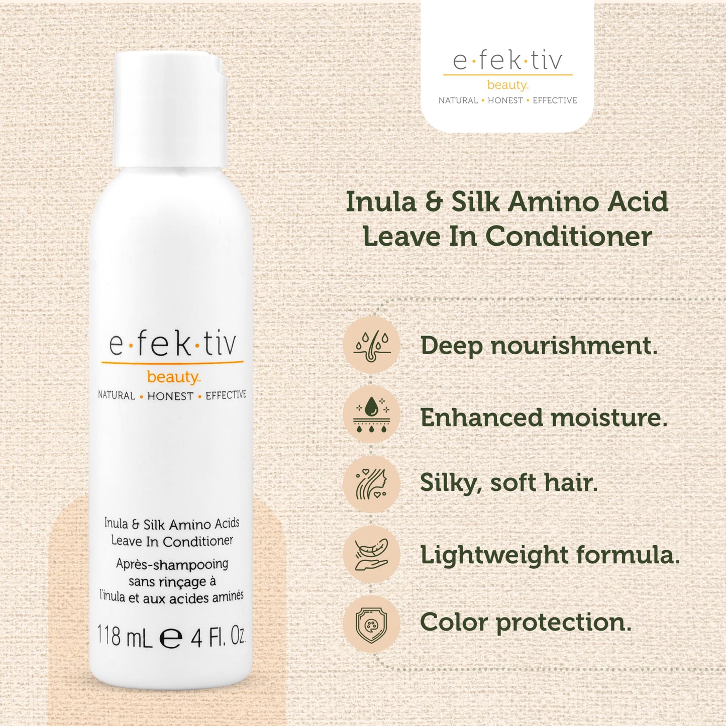 e.fek.tiv beauty Inula Plus Silk Amino Acids Leave In Conditioner-Deeply Nourishes Hair-Provides a Boost of Moisture-Leaves Tresses Silky