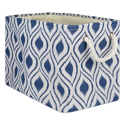 DII Polyester Container with Handles, Ikat Storage Bin, Large, French Blue