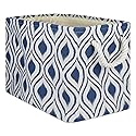 DII Polyester Container with Handles, Ikat Storage Bin, Large, French Blue
