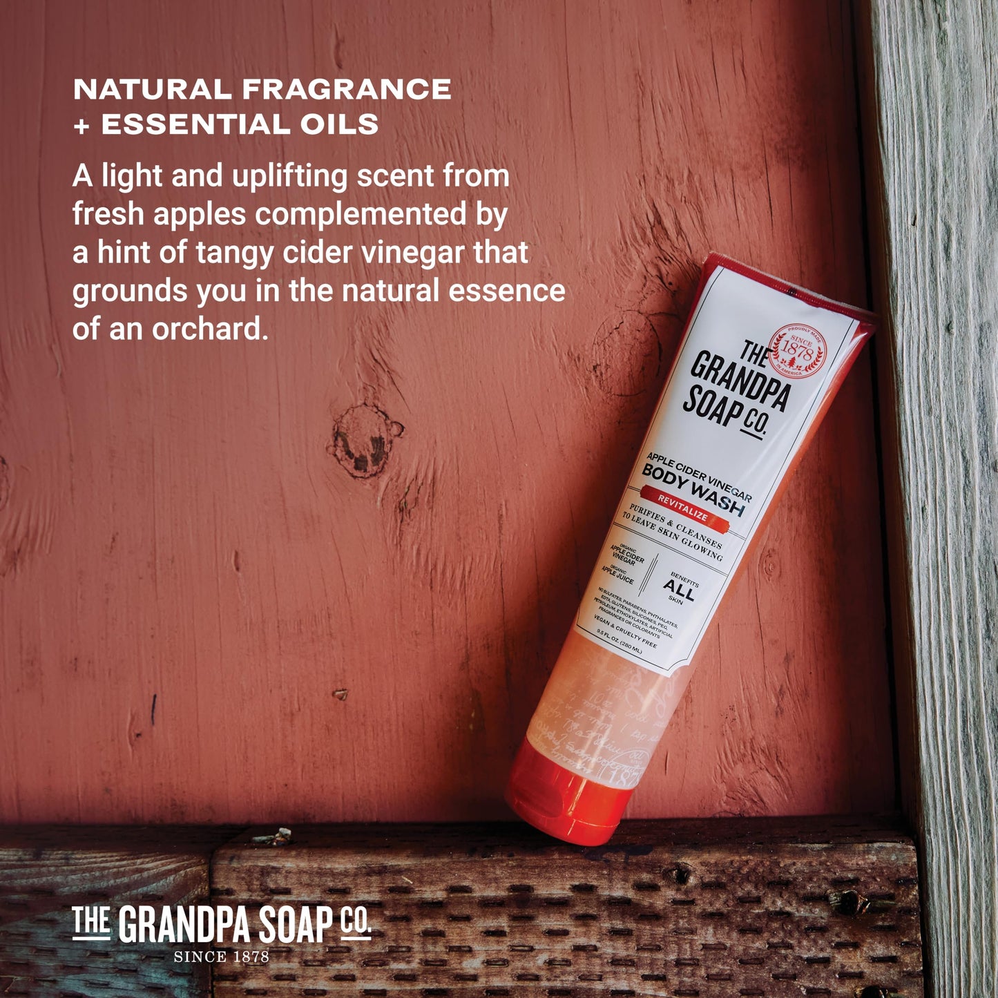 The Grandpa Soap Company Apple Cider Vinegar Body Wash - Purifies and Cleanses to Leave Skin Glowing, With Appl Cider Vinegar and Apple Juice, Helps