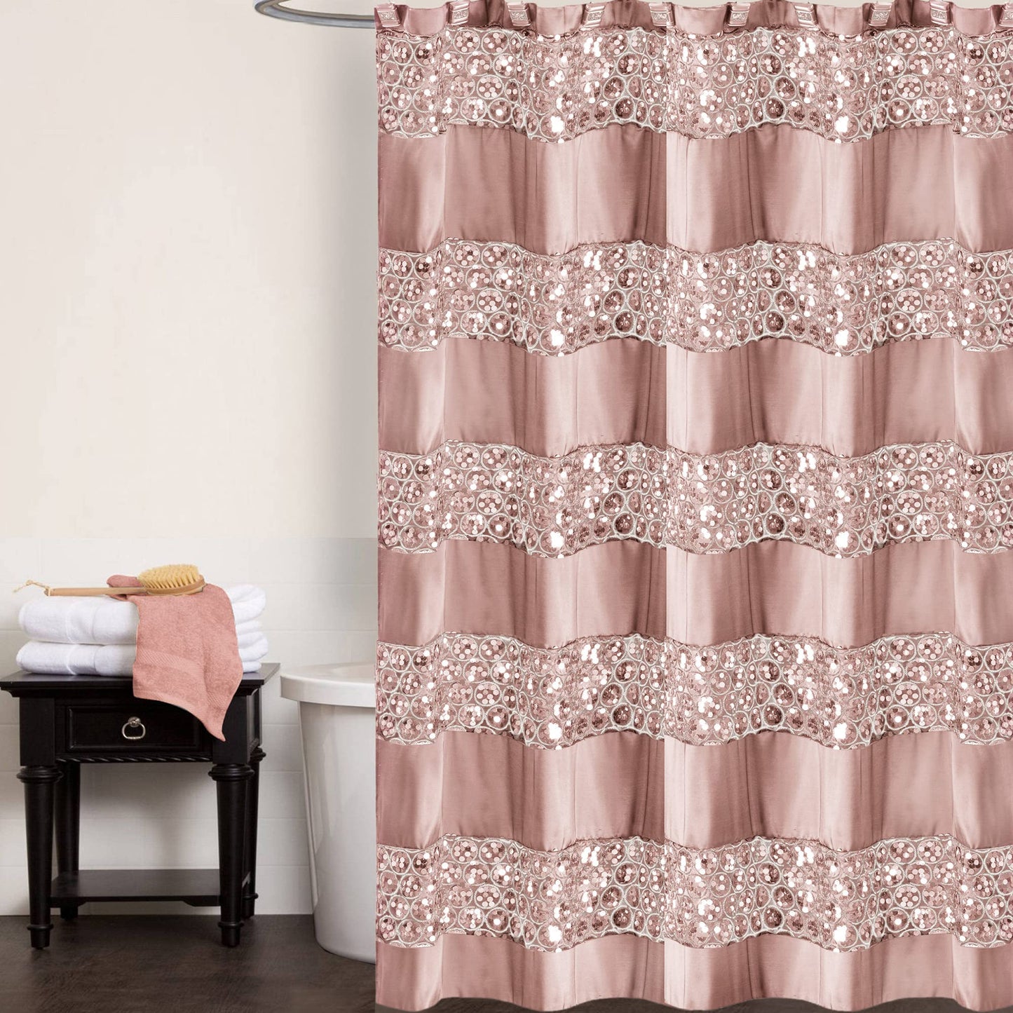 Popular Bath 885545 Sinatra Collection, Shower Curtain, Blush