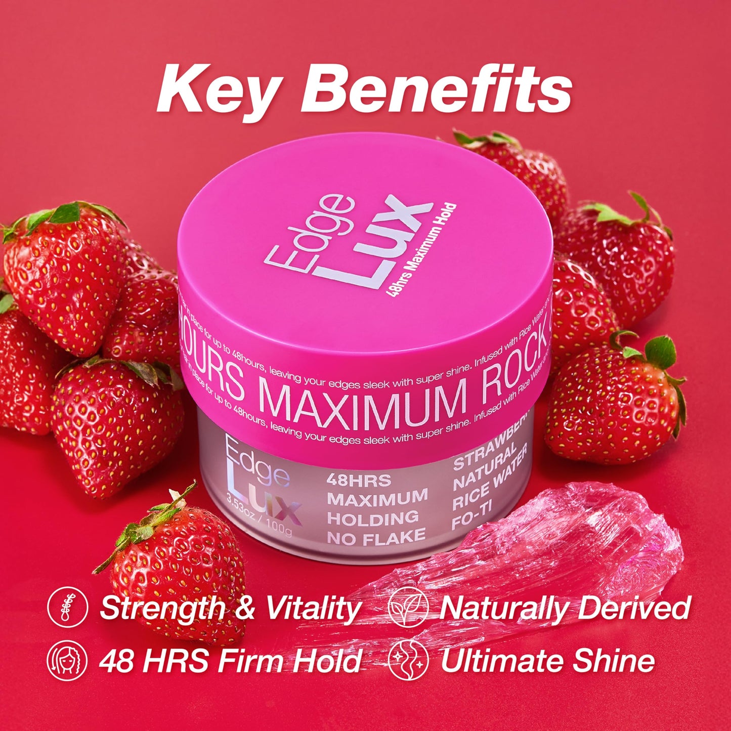 Lux Collection Edge Control Gel for 4C Hair - 48 Hour Maximum Hold Edge Control, Edge Lux with Castor Oil, Keratin & Biotin, Non-Flaking Styling Gel