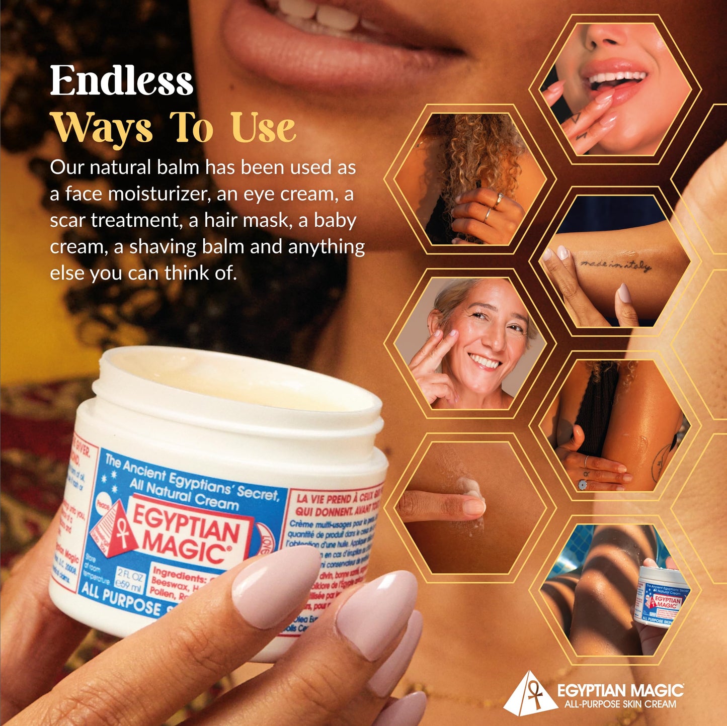 Egyptian Magic - All Purpose Face, Body, and Dry Skin Moisturizing Cream, Skin Protectant for Women & Men, Eczema Care Healing Balm, Scar Treatment