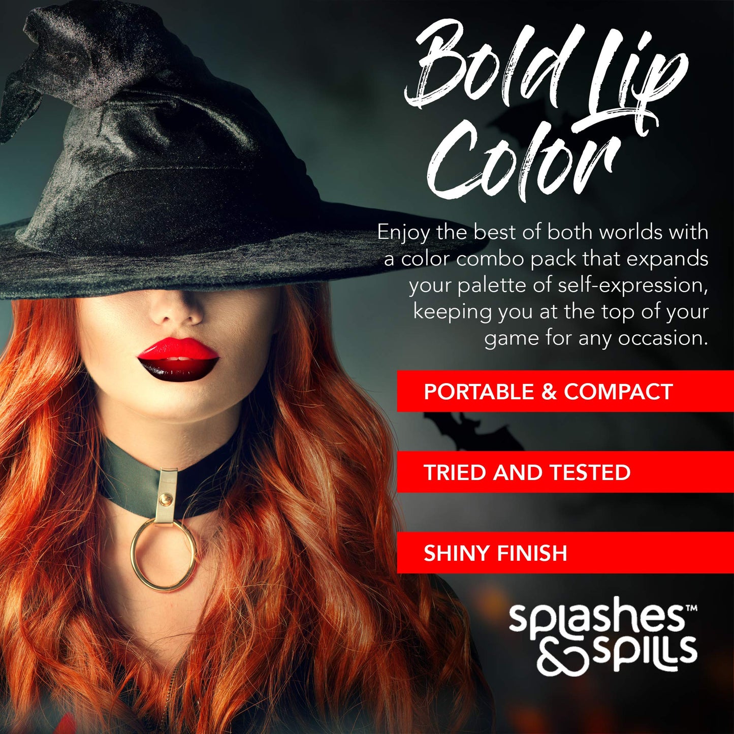 Luxurious Black Lip Gloss - Vibrant Color with Full Coverage and Shiny Finish, Moisturizing Formula Nourishes Lips - 2 Pack - by Splashes & Spills