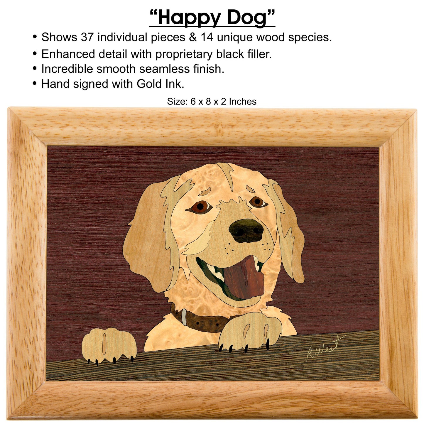 Wood Art Dog Box - Handmade in USA - Unmatched Quality - Unique, No Two are the Same - Original Work of Wood-Art. A Happy Puppy Gift, Ring, Trinket…